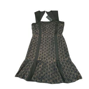 BCBGMAXAZRIA Fit & Flare Dress Womens Sz 12 Black Lace Overlay Lined MSRP: $168